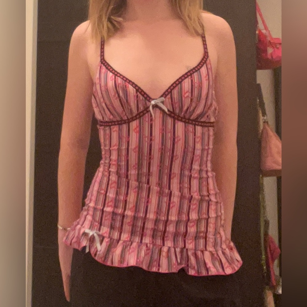 Black and pink striped tank